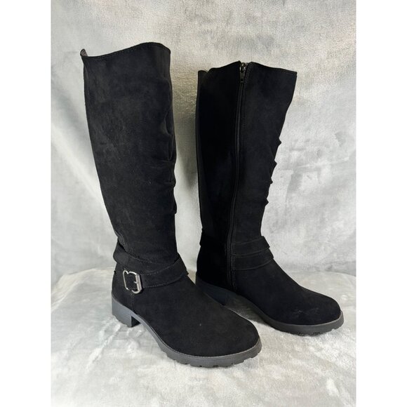UNR8ED womens Boots 7M Darla black suede zip up with decorative buckle strap at - Picture 6 of 16